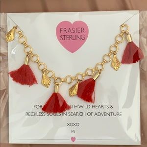 Frasier Sterling bahama mama red tassels choker